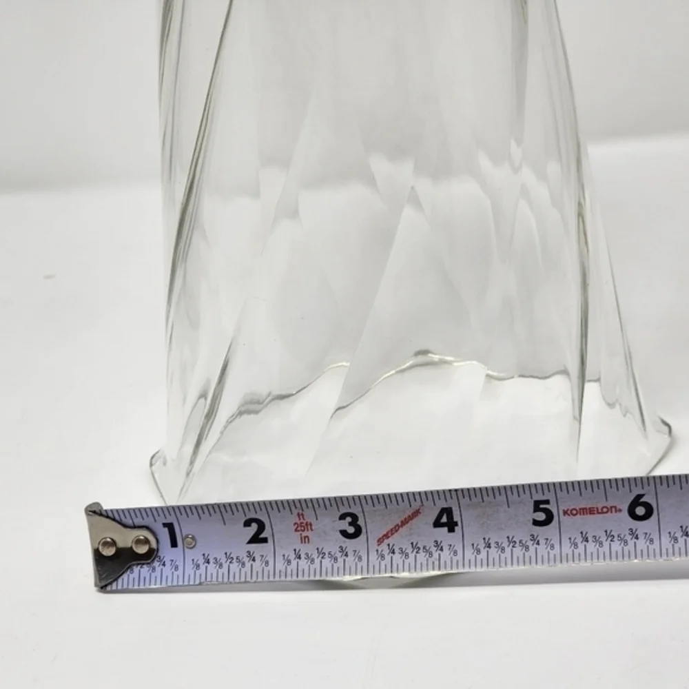 Vintage‎ Swirl Pattern Bent Edge Clear Glass Vase